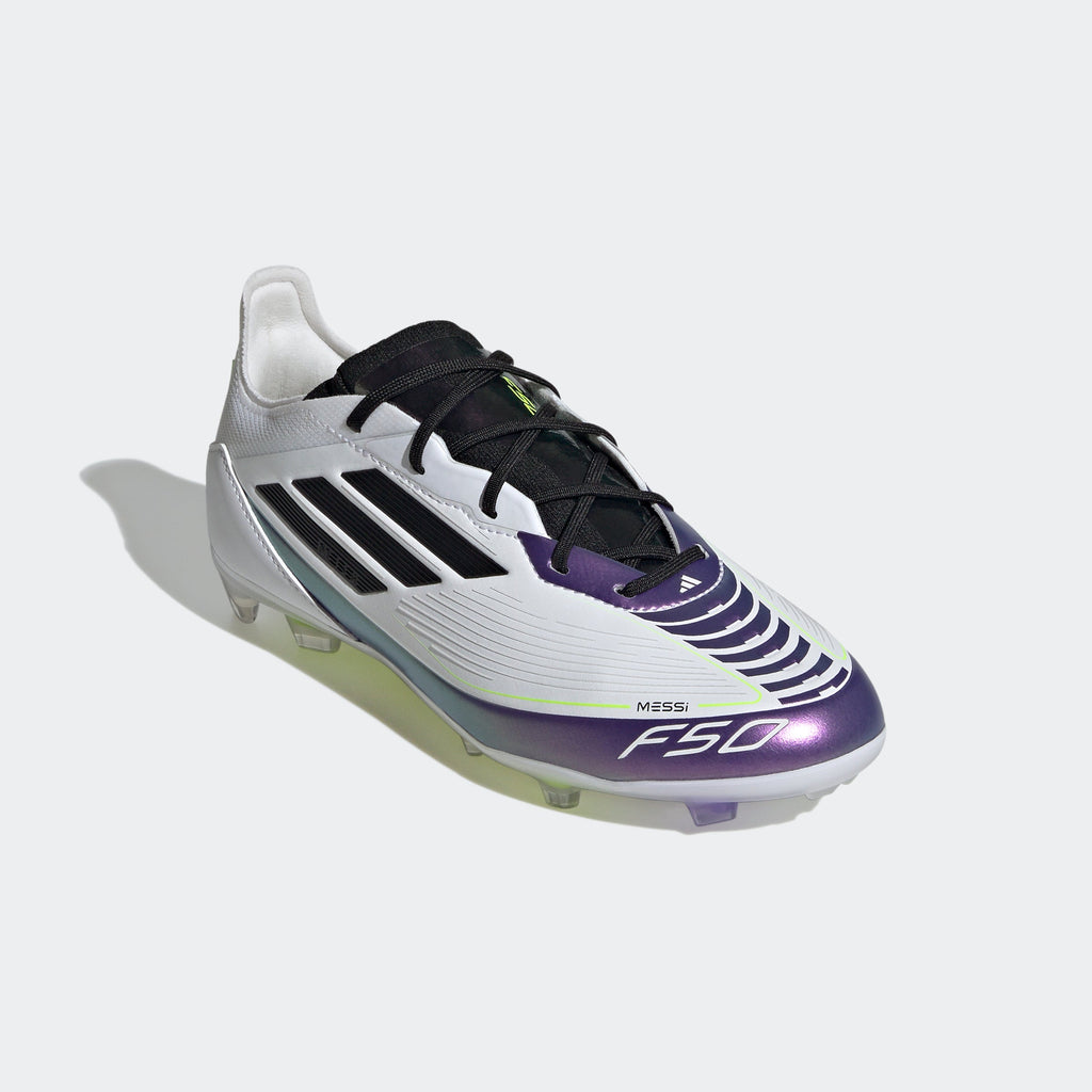 Adidas Jr Messi F50 Pro FG-White/Purple product image 4, provided for visual reference and product detail review