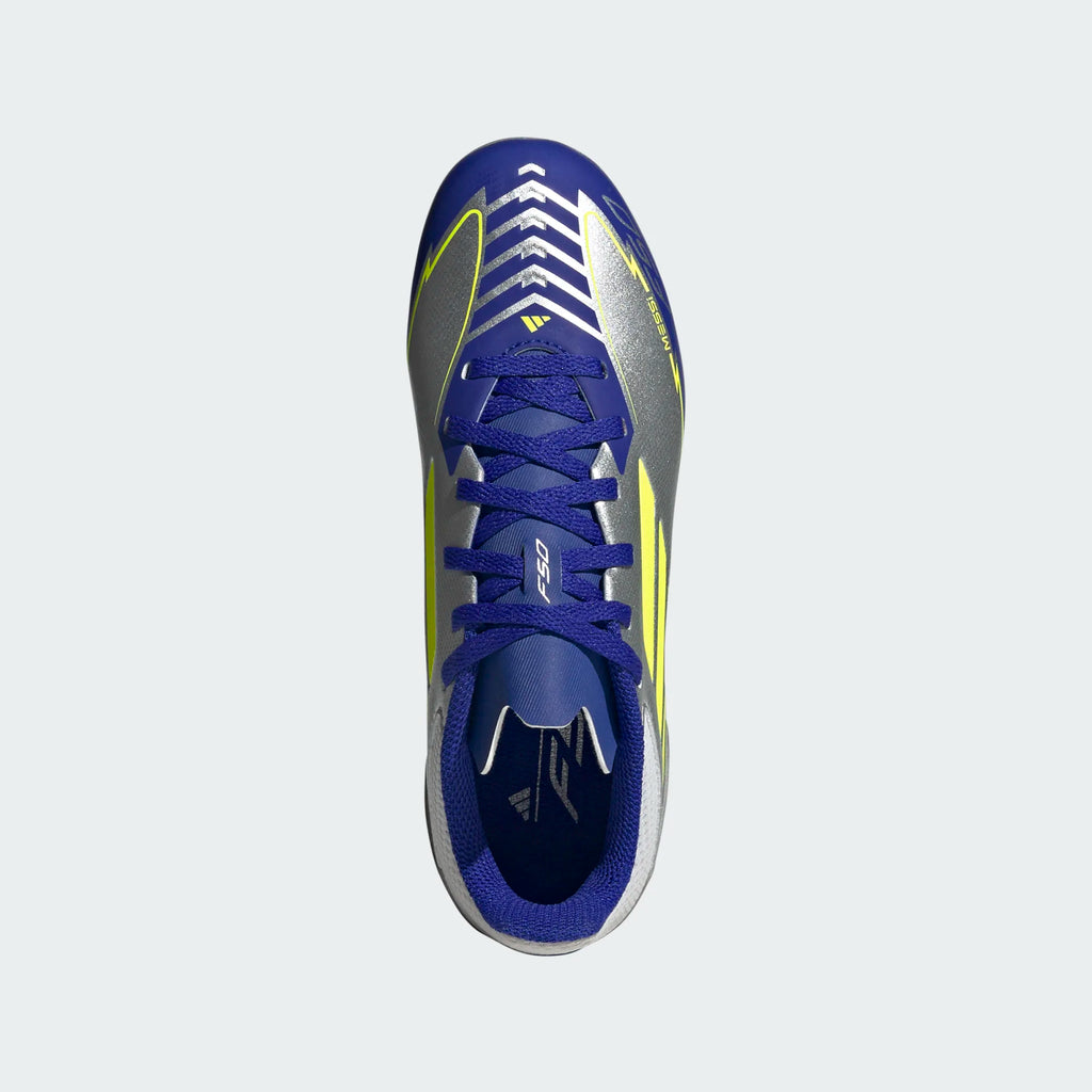 Adidas JR Messi F50 League FG/MG -Silver/Yellow/Blue product image 3, provided for visual reference and product detail review