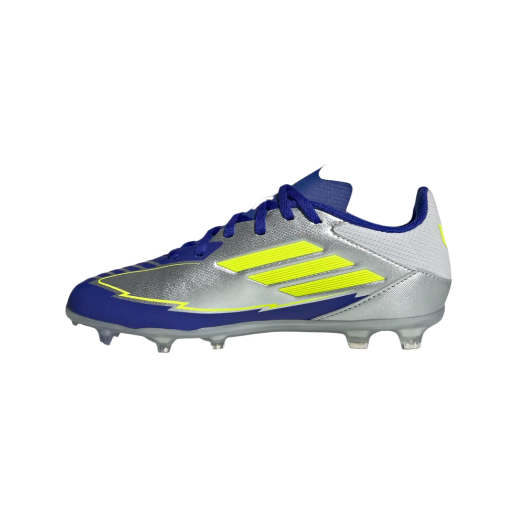 Adidas JR Messi F50 League FG/MG -Silver/Yellow/Blue product image 2, provided for visual reference and product detail review