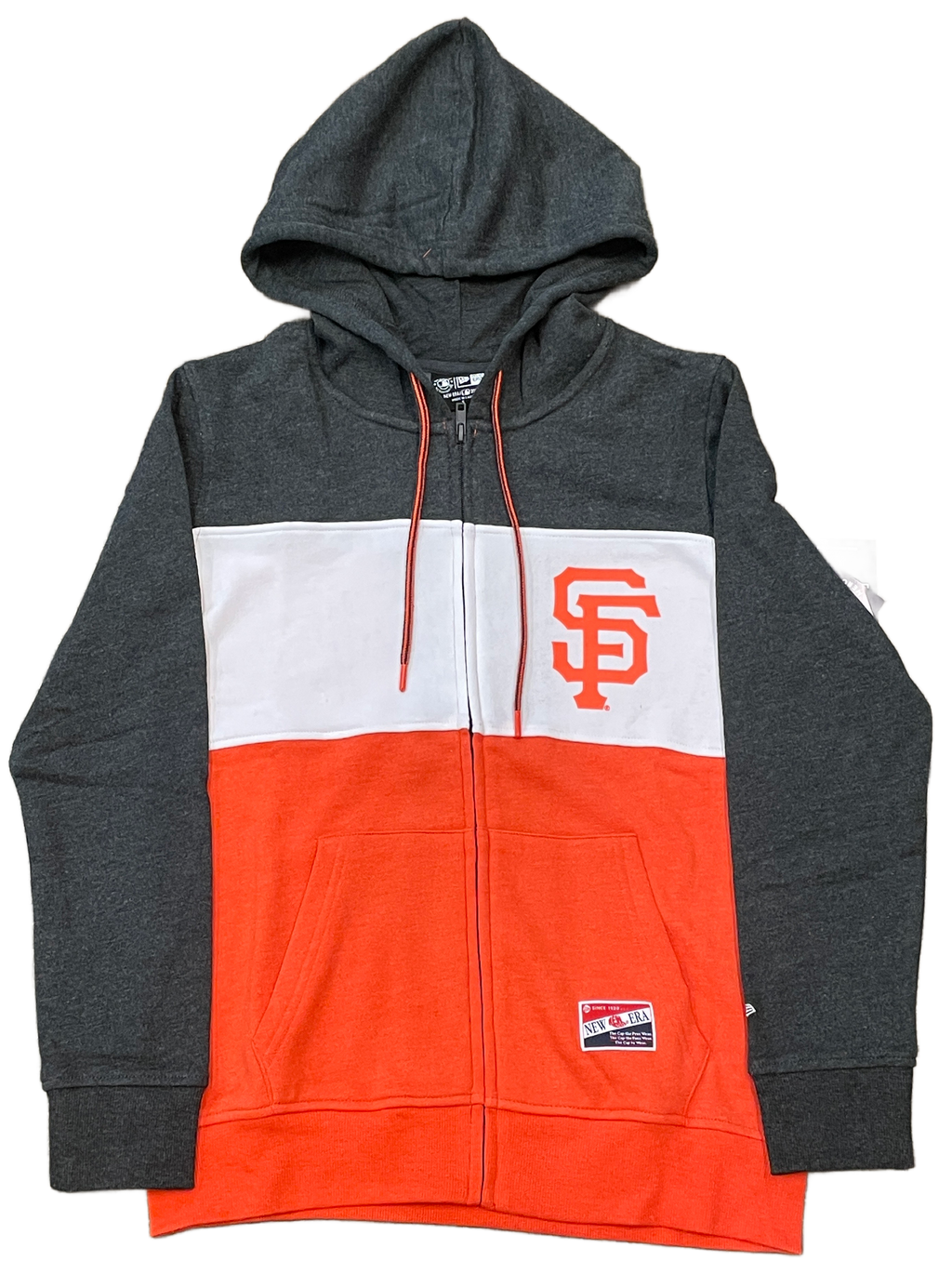 New Era Women San Francisco Giants Colorblock Full-Zip Hoodie-Heather Black product image 1, provided for visual reference