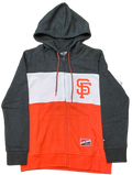 New Era Women San Francisco Giants Colorblock Full-Zip Hoodie-Heather Black product image 1, provided for visual reference