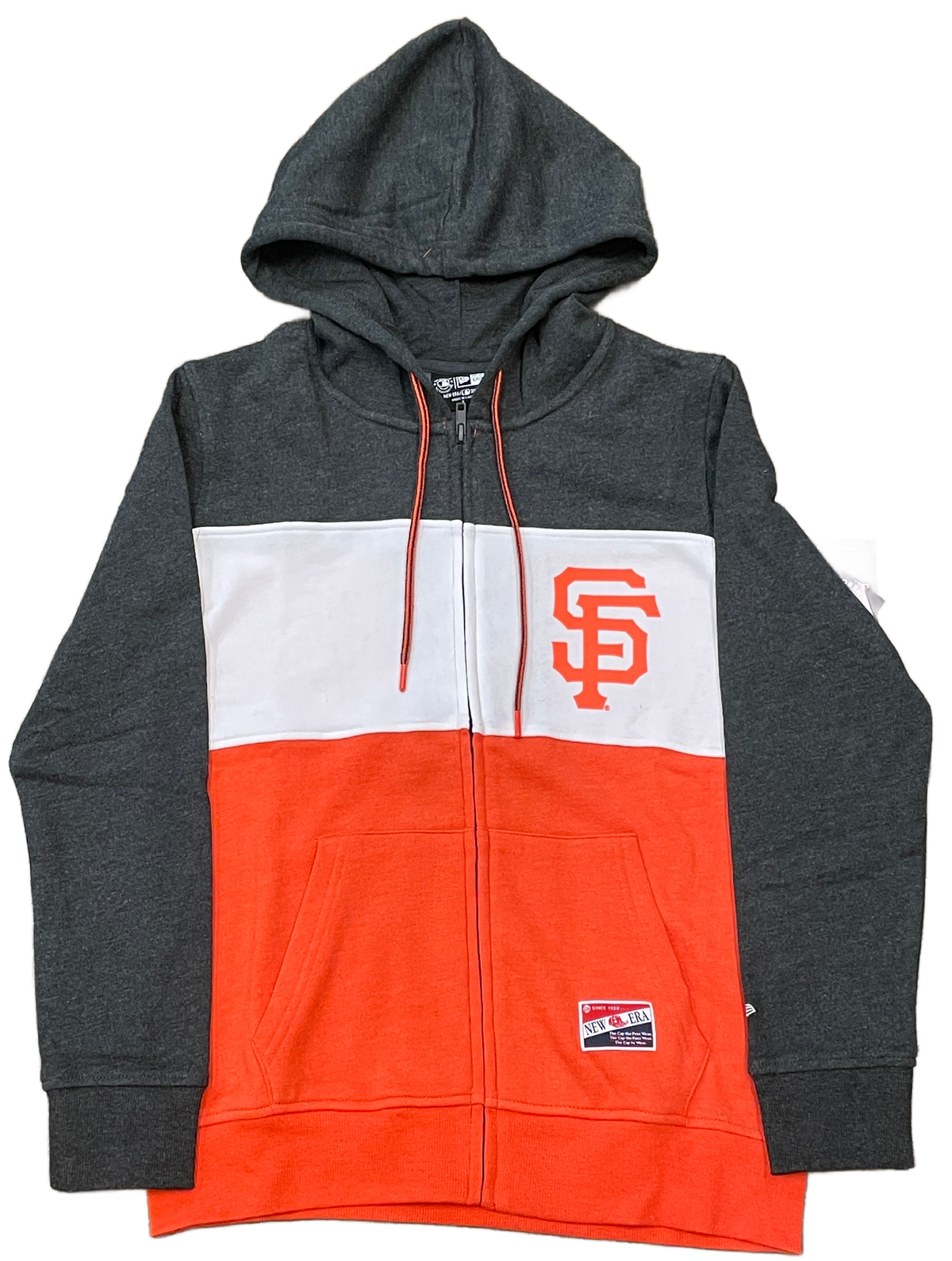 New Era Women San Francisco Giants Colorblock Full-Zip Hoodie-Heather Black product image 1, provided for visual reference