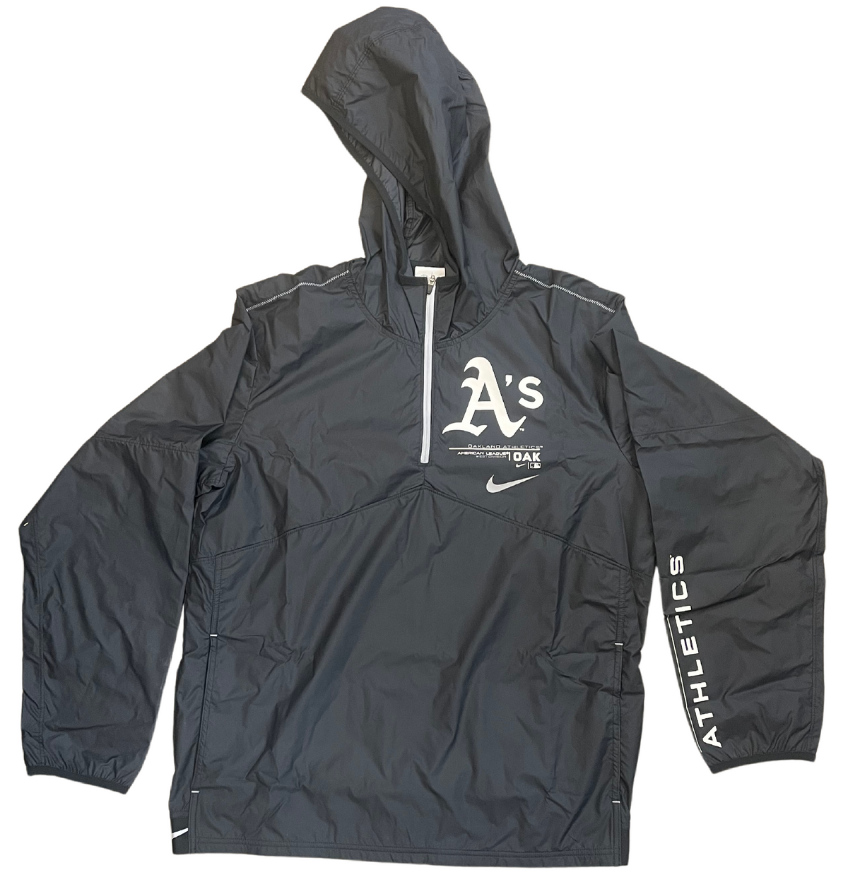 Nike Men Oakland Athletics Night Game 1/4 Zip Jacket - Black product image 1, provided for visual reference and product