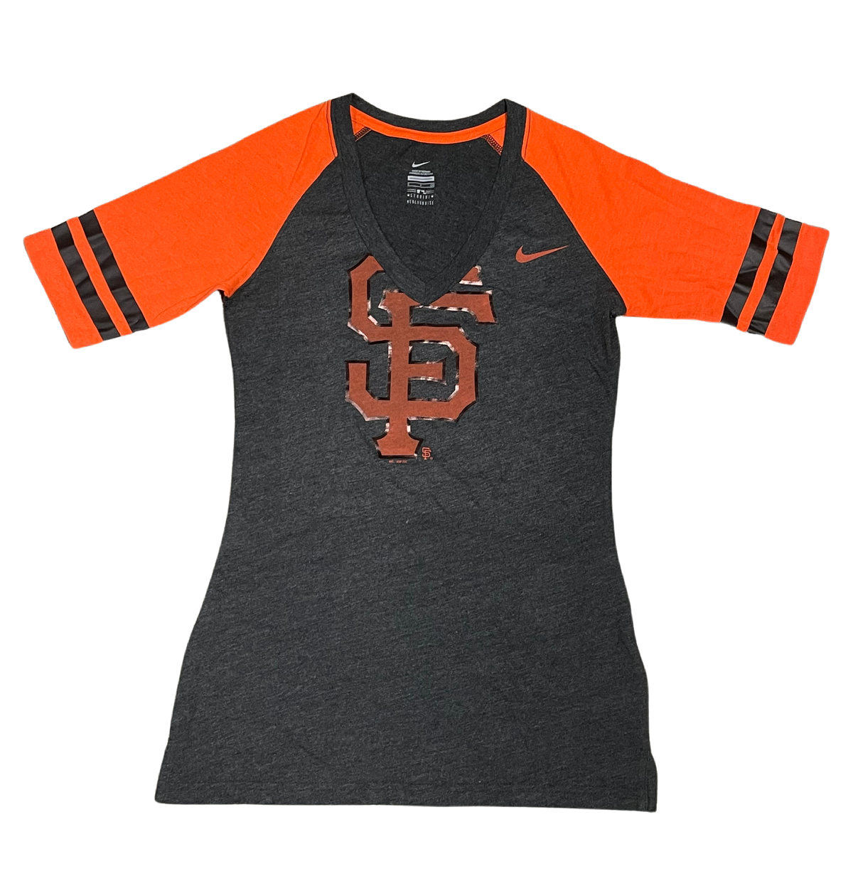 Nike Women San Francisco Giants Logo V-neck T Shirt product image 1, provided for visual reference and product detail review