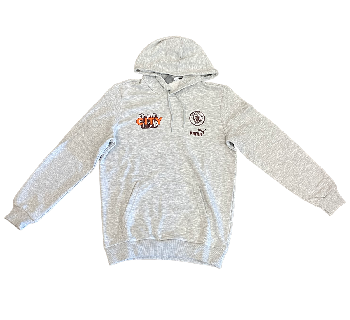 Puma Men Manchester City FtblCore Hoodie-Grey product image 1, provided for visual reference and product detail review