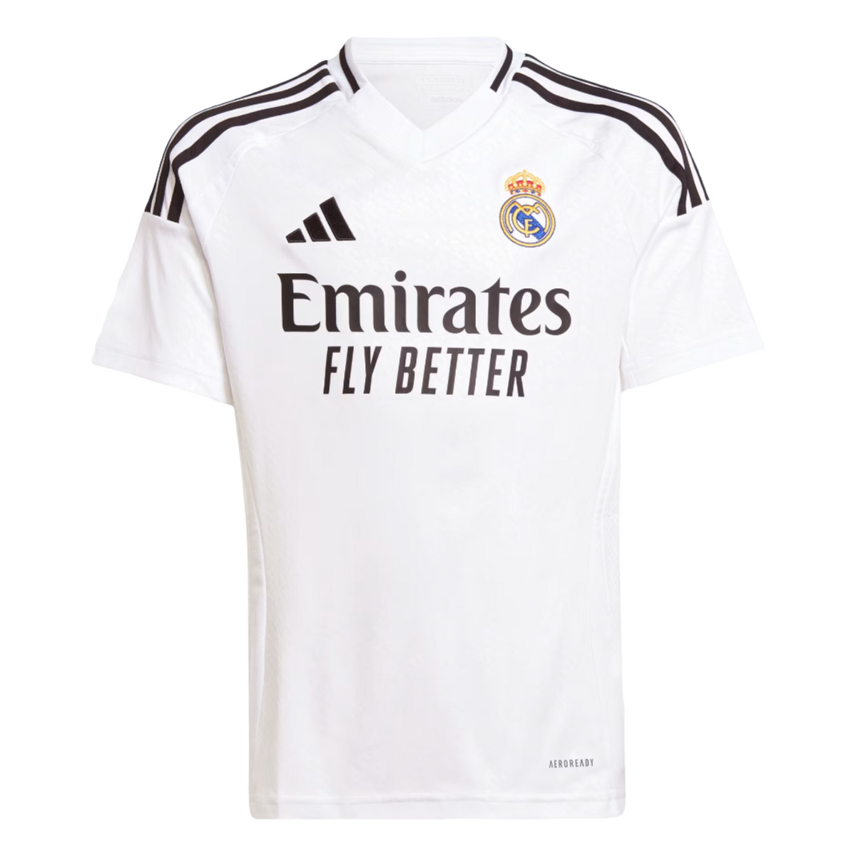 Adidas Youth Real Madrid Home Stadium Jersey 24/25 product image 1, provided for visual reference and product detail review