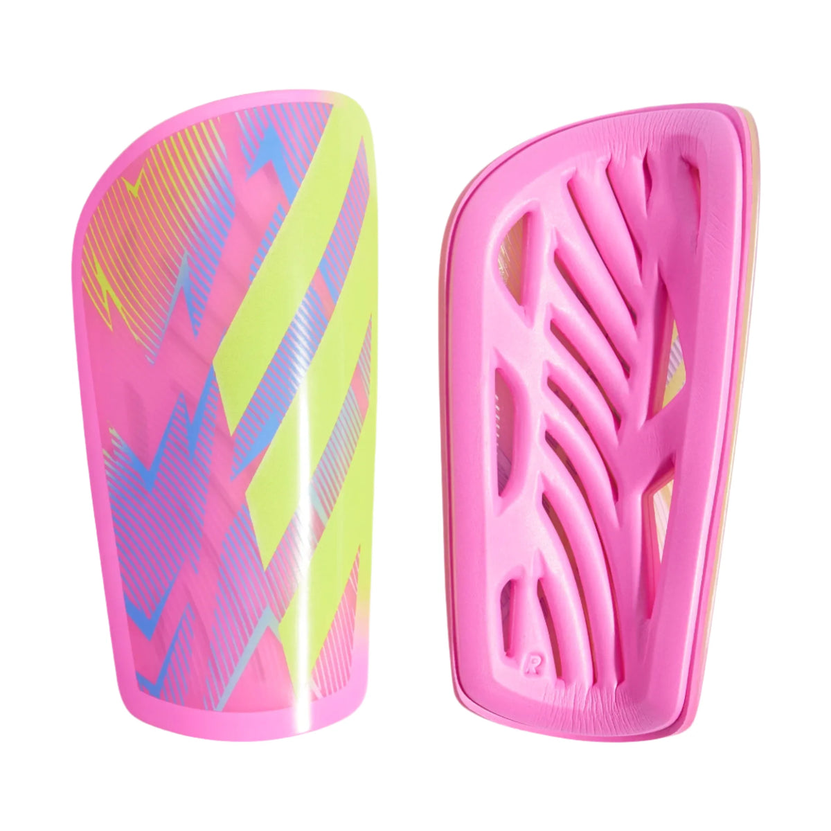 Adidas Tiro League Shin Guards-Pink/Neon Yellow product image 1, provided for visual reference and product detail review
