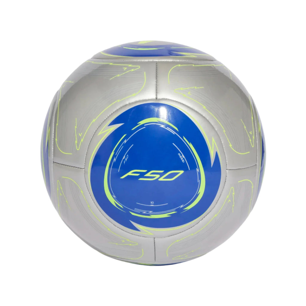 Adidas Messi Club Soccer Ball-Silver/Royal product image 1, provided for visual reference and product detail review
