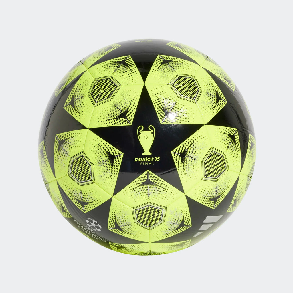 Adidas Champions League Club Soccer Ball 25/26-Neon Yellow/Black product image 1, provided for visual reference and product
