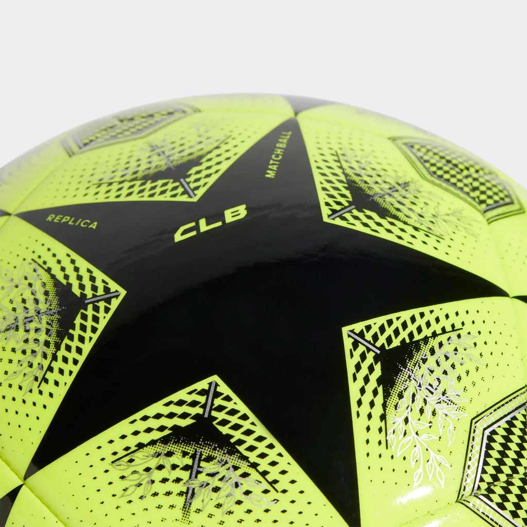 Adidas Champions League Club Soccer Ball 25/26-Neon Yellow/Black product image 2, provided for visual reference and product