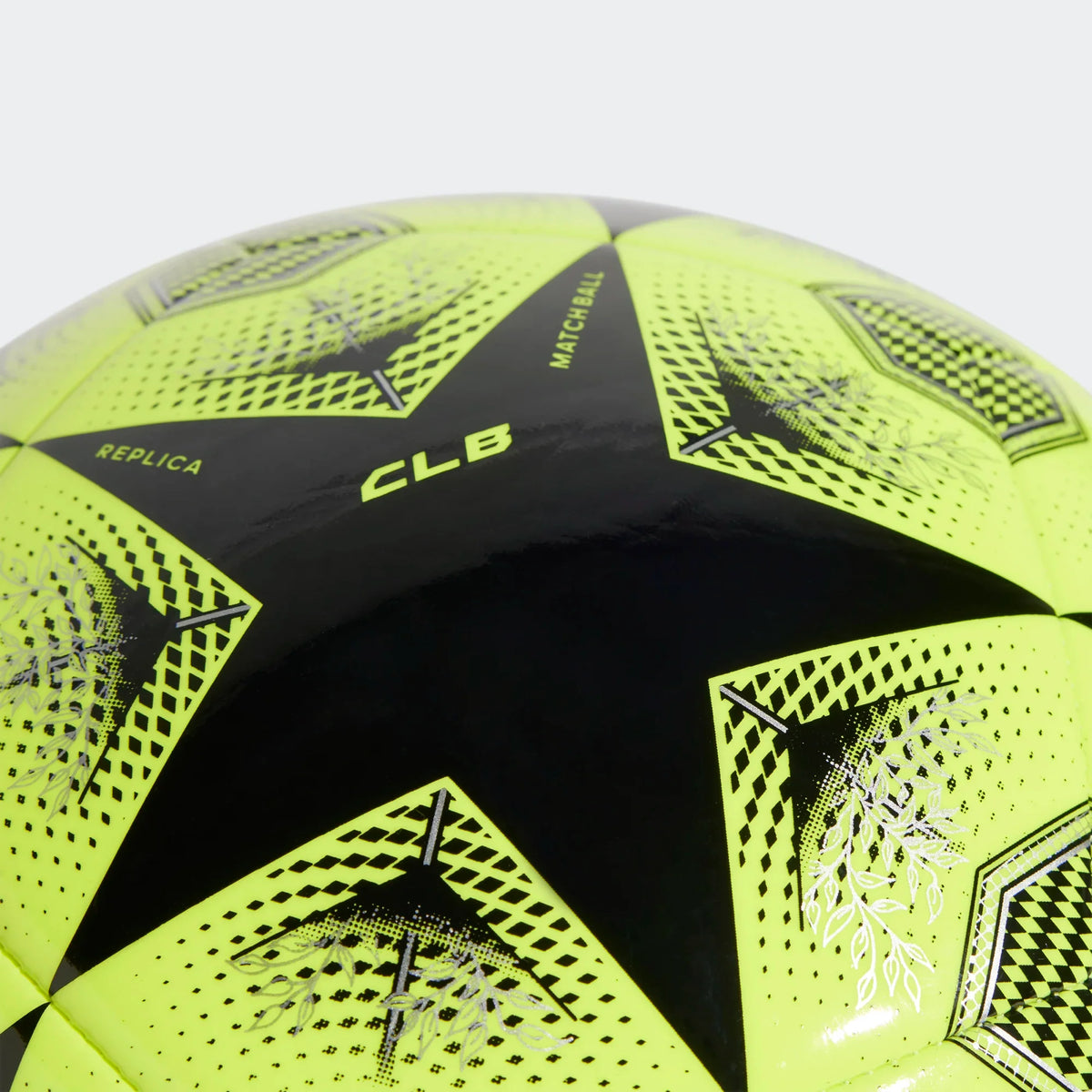 Adidas Champions League Club Soccer Ball 25/26-Neon Yellow/Black product image 2, provided for visual reference and product