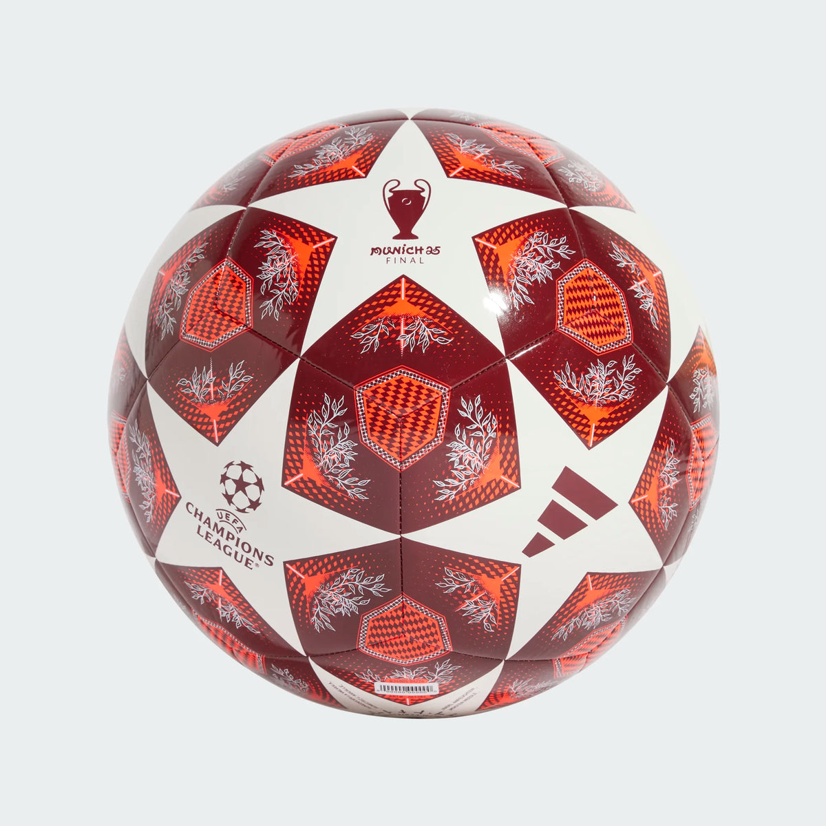Adidas Champions League Club Soccer Ball 25/26-White/Solar Red product image 4, provided for visual reference and product