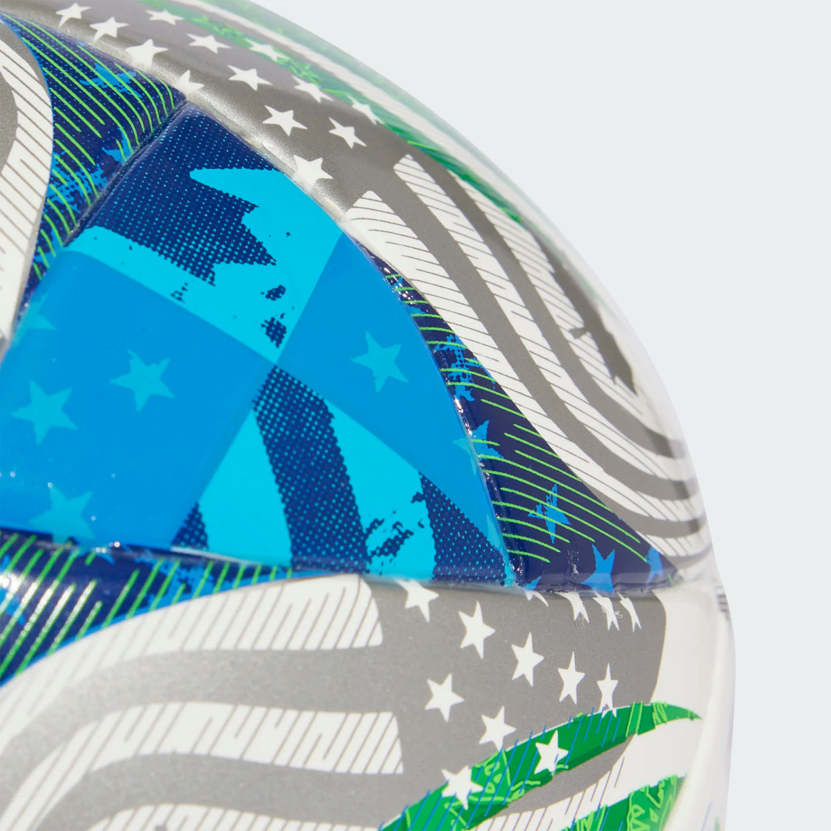 Adidas MLS Mini Soccer Ball-White/Green/Blue product image 3, provided for visual reference and product detail review
