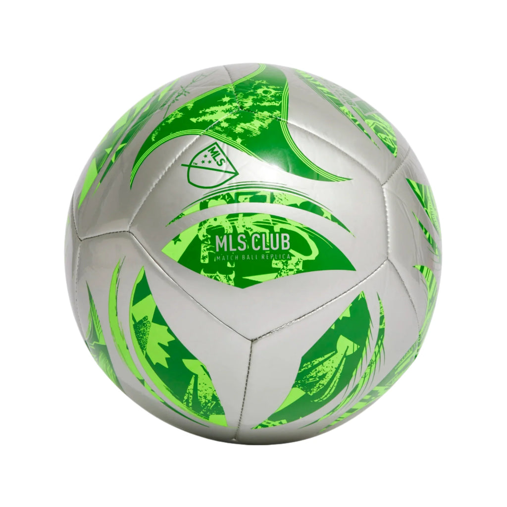 Adidas MLS Club Soccer Ball-Silver/Green product image 1, provided for visual reference and product detail review