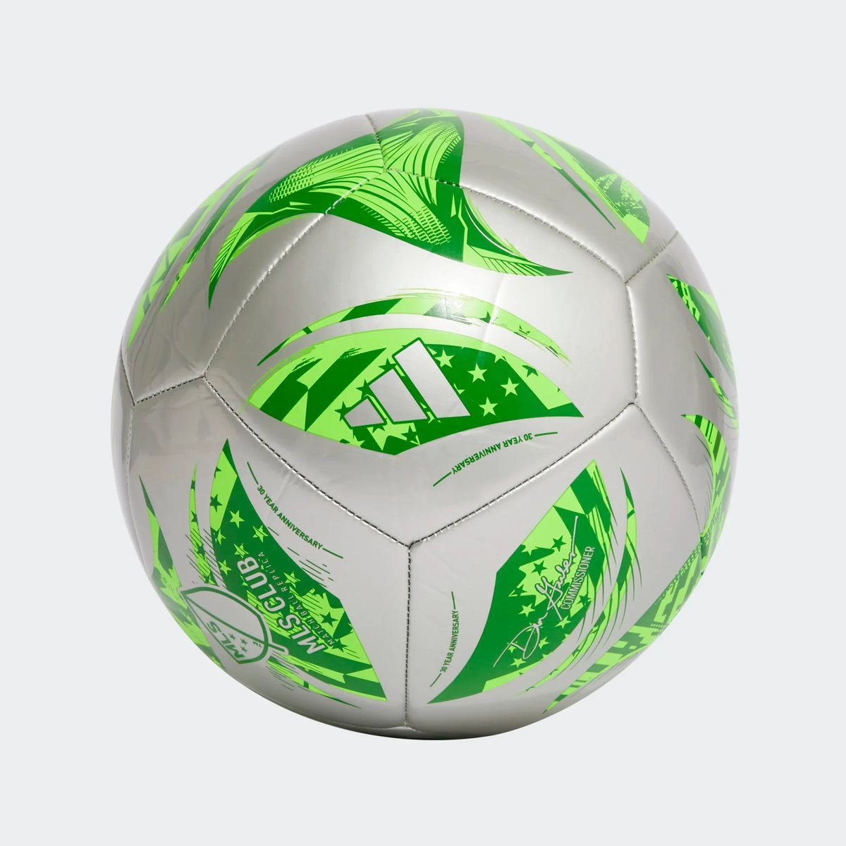 Adidas MLS Club Soccer Ball-Silver/Green product image 4, provided for visual reference and product detail review