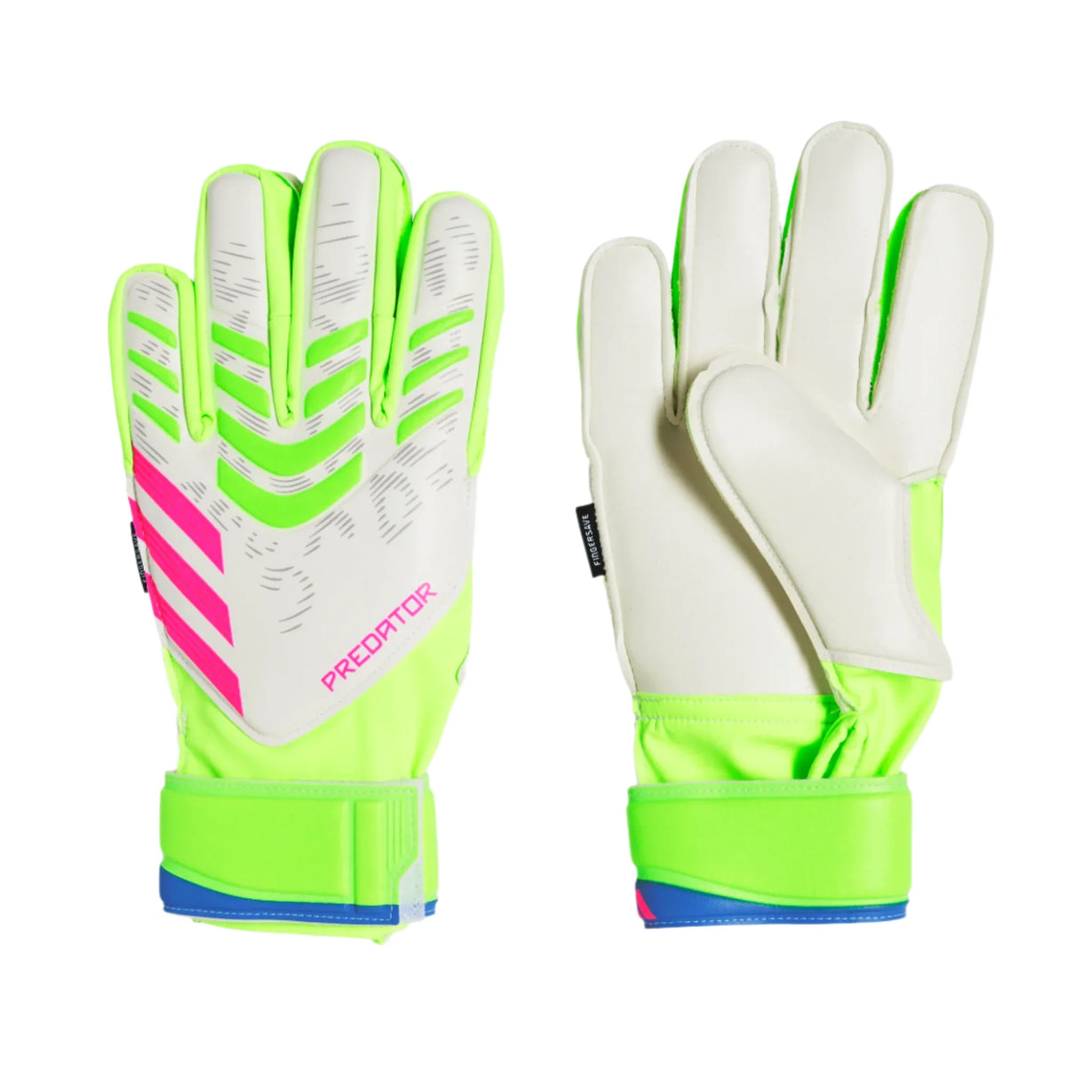 Adidas Jr Predator GK Gloves-White/Pink/Yellow product image 1, provided for visual reference and product detail review