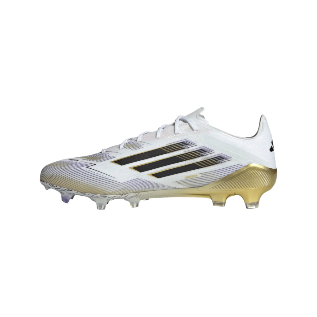 Adidas Youth F50 Pro FG/MG-Cloud White / Core Black / Gold Metallic product image 2, provided for visual reference and