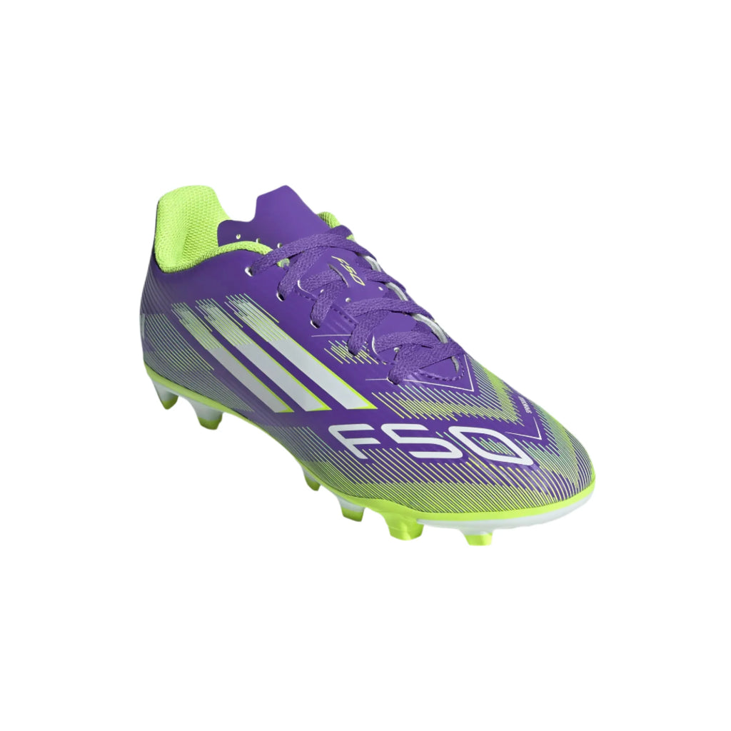 Adidas Jr F50 Club FG/MG-PURRUS/FTWWHT/LUCLEM product image 3, provided for visual reference and product detail review