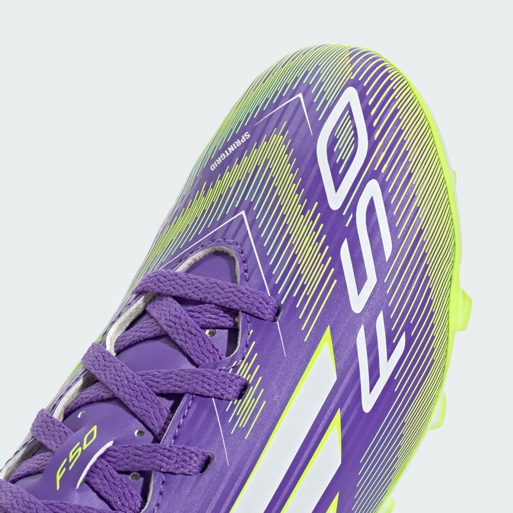 Adidas Jr F50 Club FG/MG-PURRUS/FTWWHT/LUCLEM product image 6, provided for visual reference and product detail review