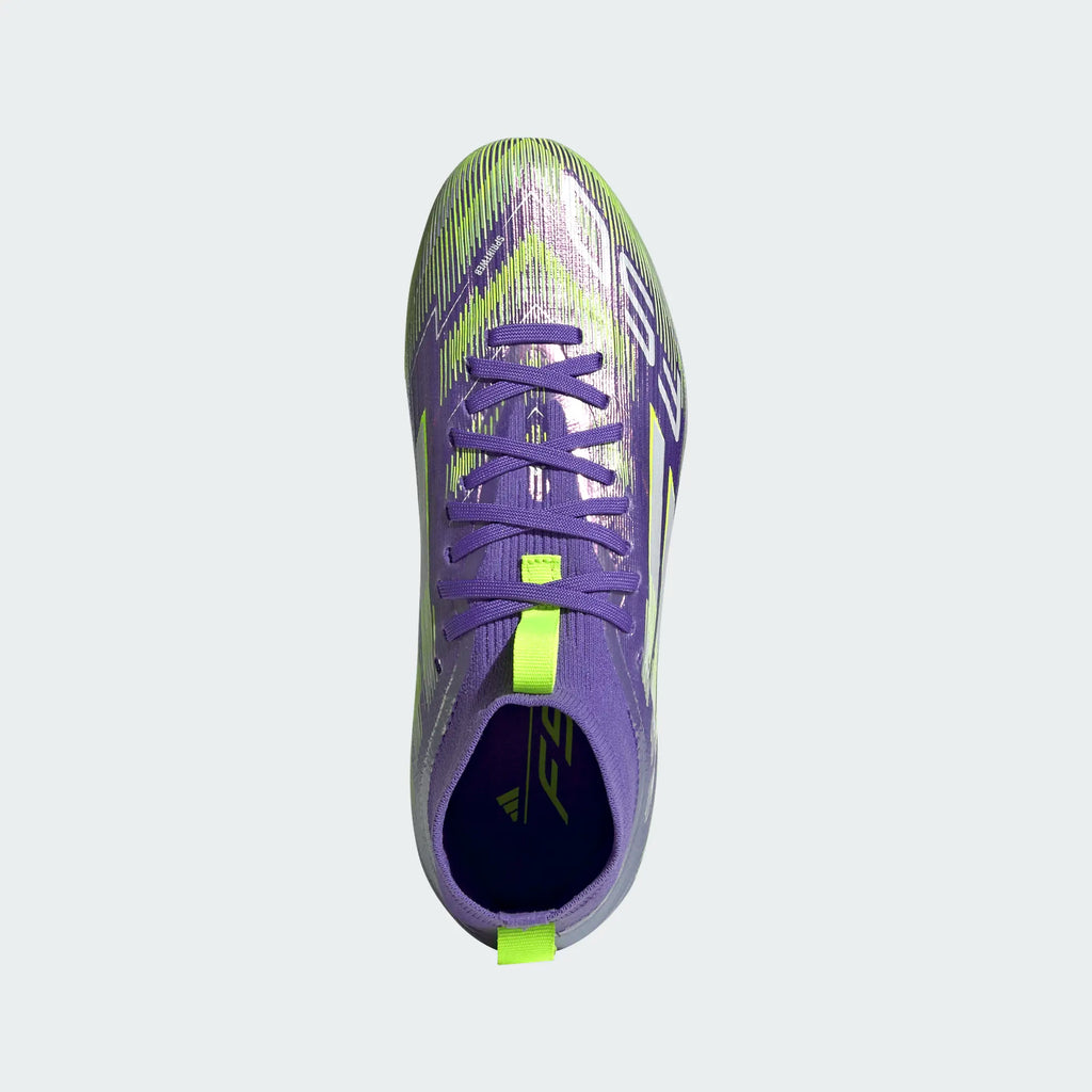 Adidas JR F50 Mid Elite FG/MG-PURRUS/FTWWHT/LUCLEM product image 8, provided for visual reference and product detail review