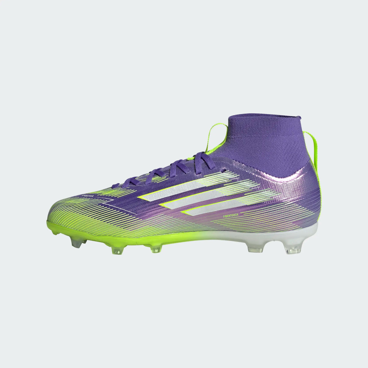 Adidas JR F50 Mid Elite FG/MG-PURRUS/FTWWHT/LUCLEM product image 2, provided for visual reference and product detail review