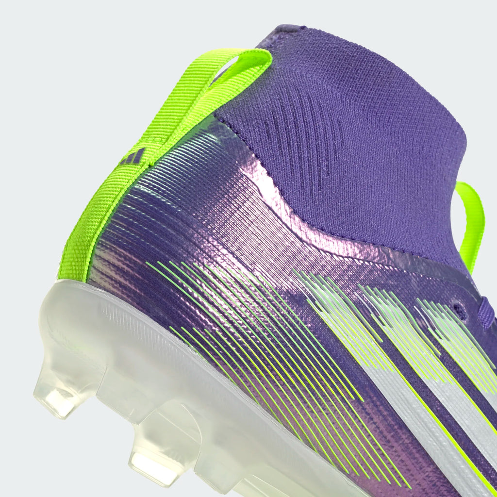 Adidas JR F50 Mid Elite FG/MG-PURRUS/FTWWHT/LUCLEM product image 5, provided for visual reference and product detail review
