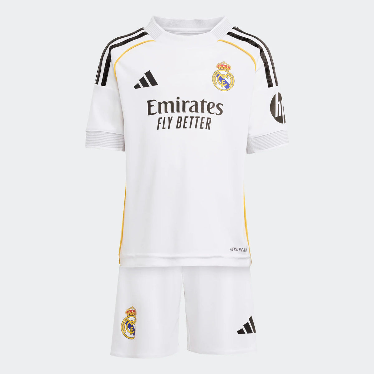 Adidas Youth Real Madrid Home Mini Kit 25/26 product image 1, provided for visual reference and product detail review