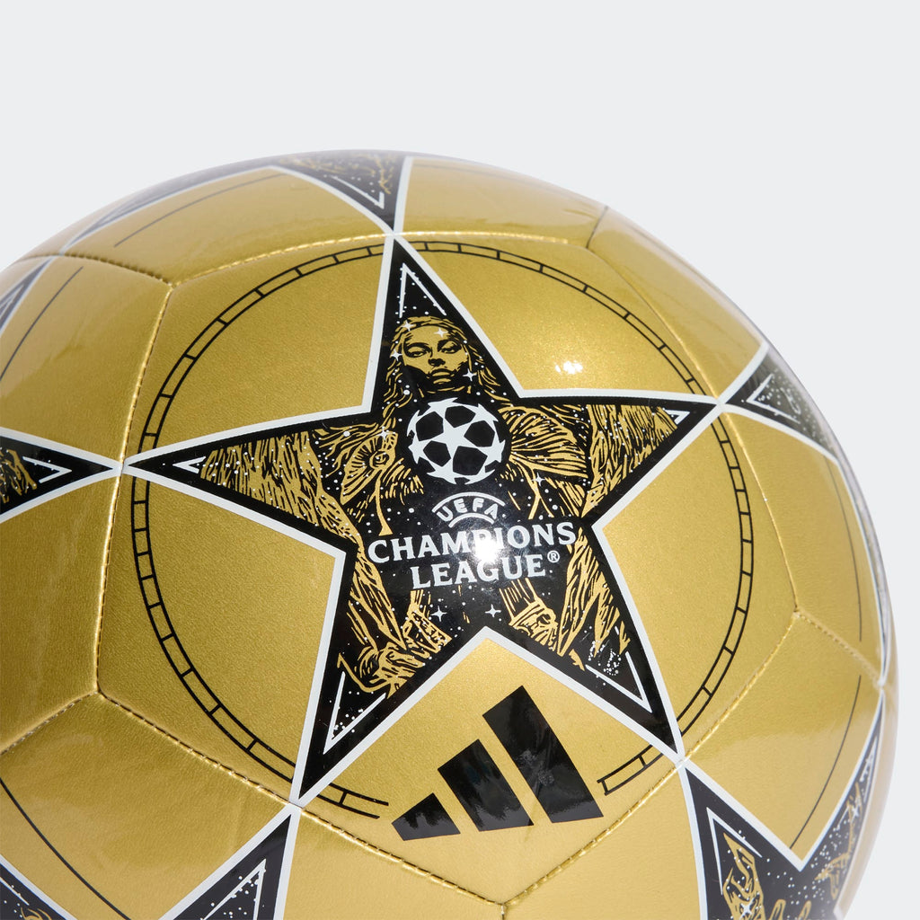 Adidas Champions League Club Soccer Ball 25/26-GOLDMT/BLACK/WHITE product image 2, provided for visual reference and product