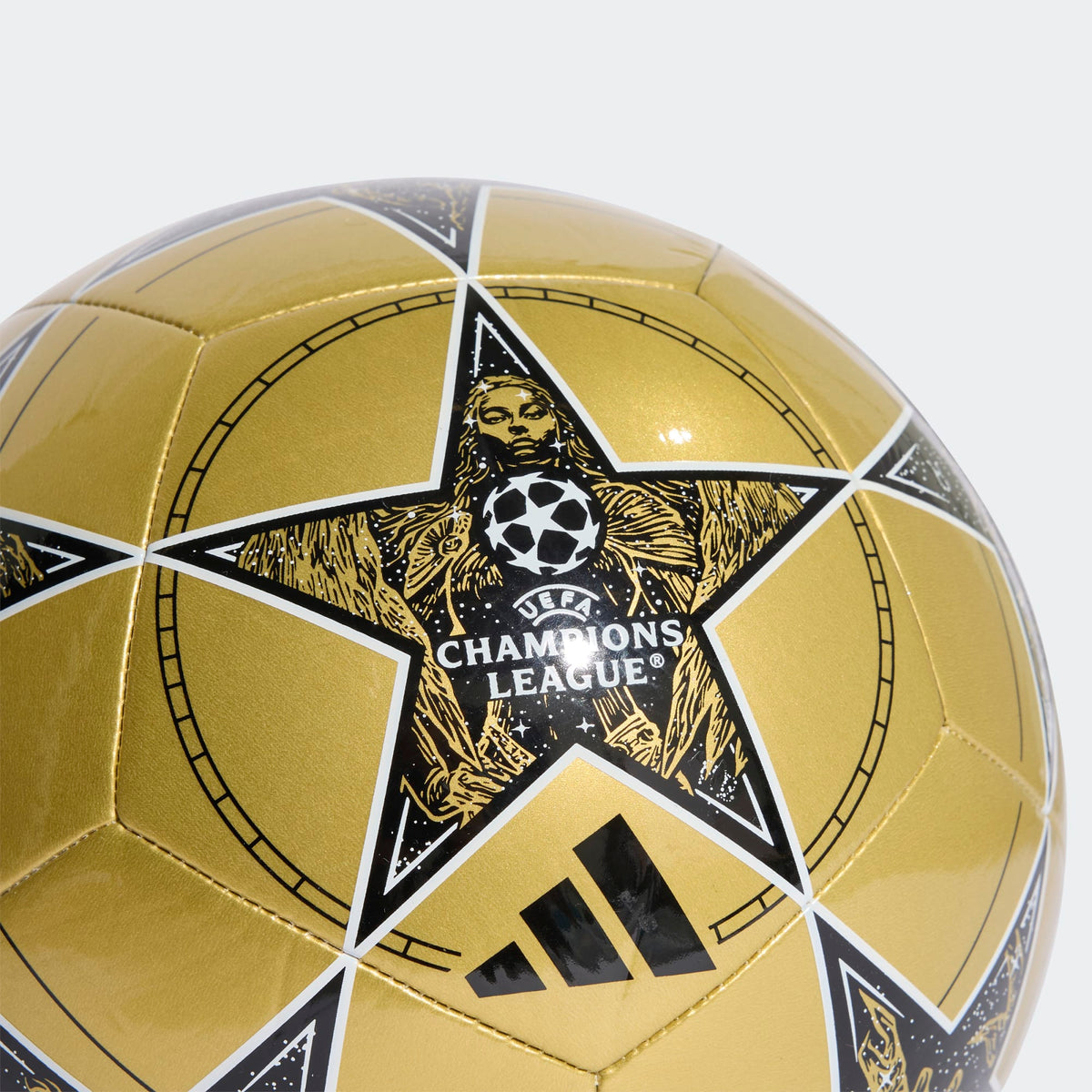 Adidas Champions League Club Soccer Ball 25/26-GOLDMT/BLACK/WHITE product image 2, provided for visual reference and product