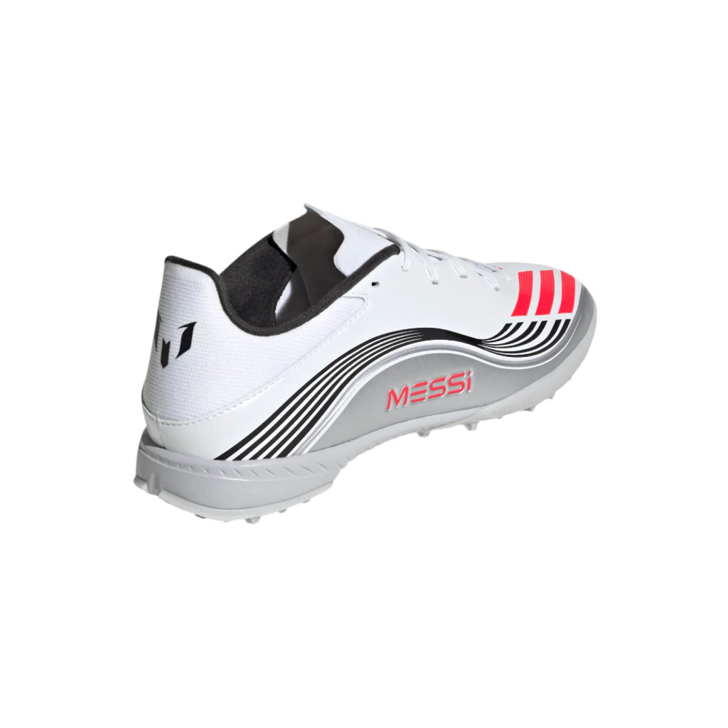 Adidas Messi F50 League TF-White/Lucid Red/Metallic product image 3, provided for visual reference and product detail review