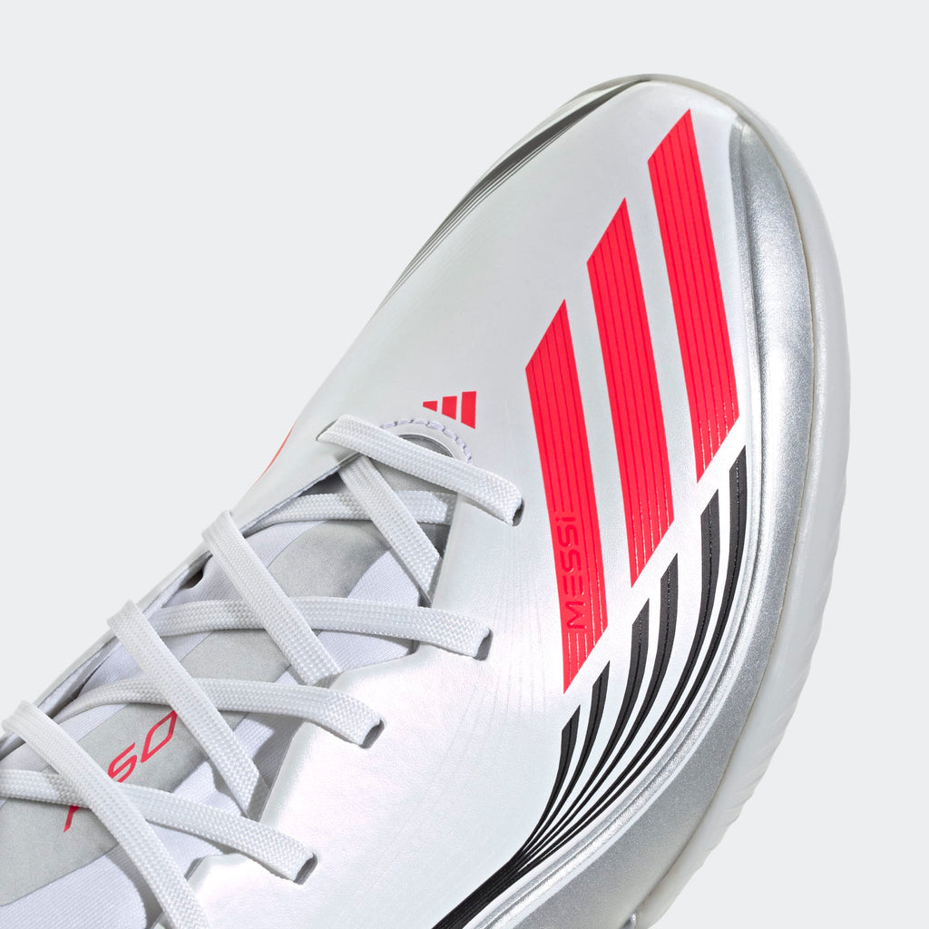 Adidas Messi F50 League TF-White/Lucid Red/Metallic product image 5, provided for visual reference and product detail review