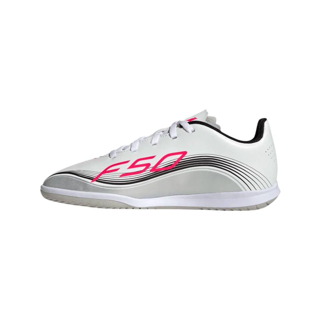 Adidas Jr F50 Messi Club IC-White/Lucid Red/Metallic product image 2, provided for visual reference and product detail review