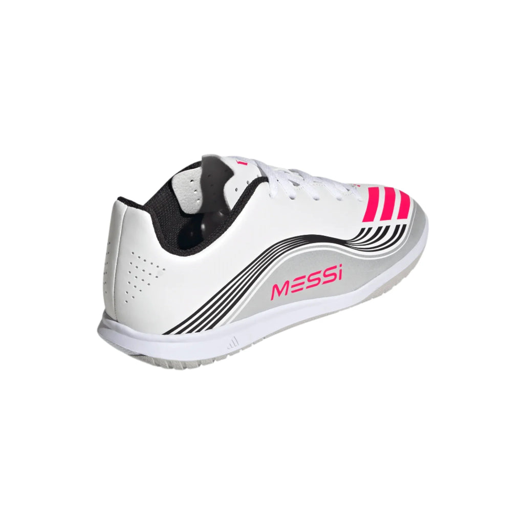 Adidas Jr F50 Messi Club IC-White/Lucid Red/Metallic product image 3, provided for visual reference and product detail review