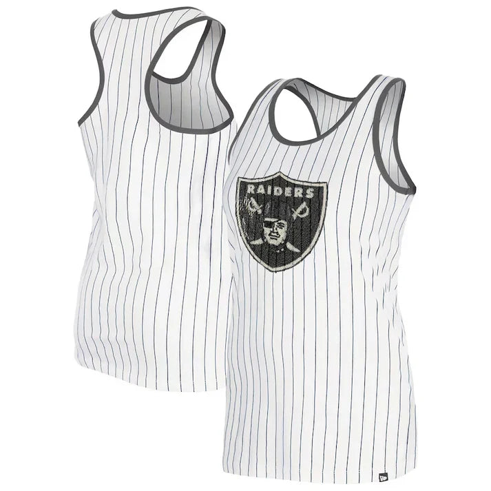 New Era Women Las Vegas Raiders Gameday Sequin Pinstripe Tank Top product image 1, provided for visual reference and product