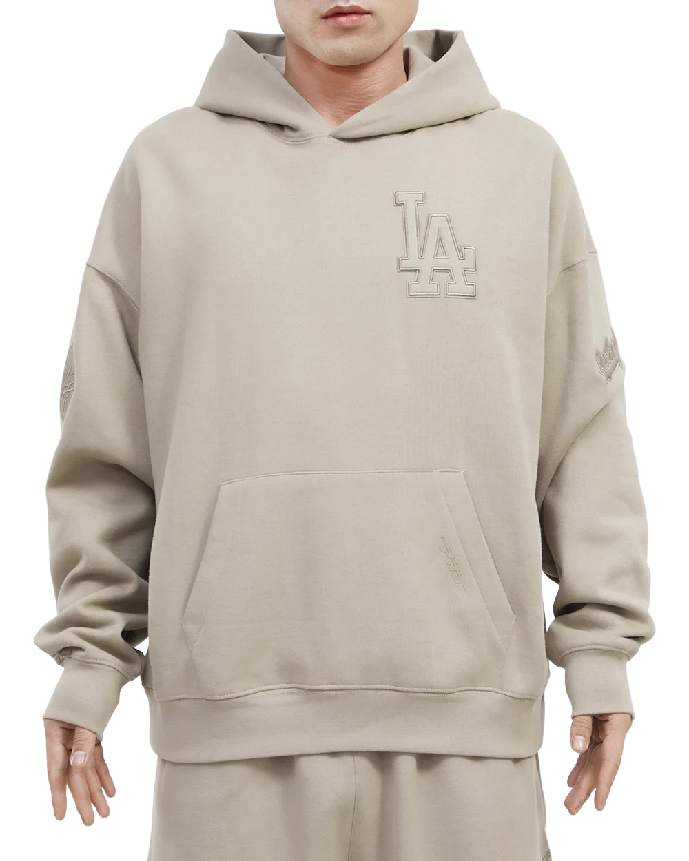 Pro Standard Los Angeles Dodgers Neutral Drop Hoodie-Taupe product image 1, provided for visual reference and product detail