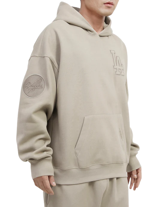 Pro Standard Los Angeles Dodgers Neutral Drop Hoodie-Taupe product image 3, provided for visual reference and product detail