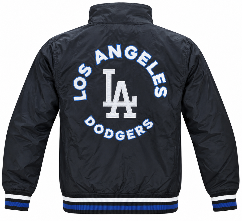 New Era Men Los Angeles Dodgers Throwback Nylon Full- Zip Jacket product image 2, provided for visual reference and product