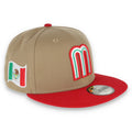 New Era Official Mexico Wordmark 59Fifty Fitted Hat-Khaki/Scarlet product image 1, provided for visual reference and product