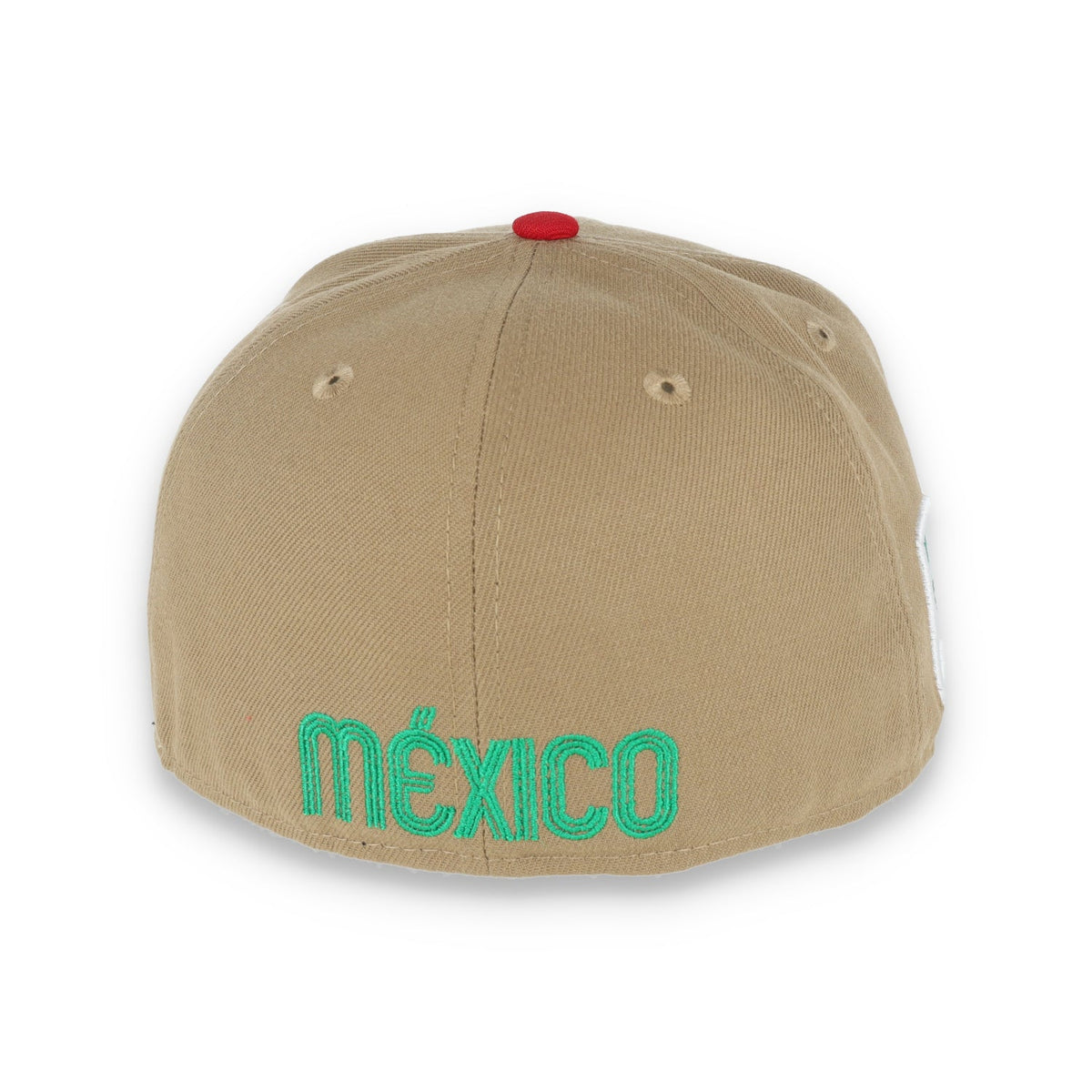 New Era Official Mexico Wordmark 59Fifty Fitted Hat-Khaki/Scarlet product image 6, provided for visual reference and product