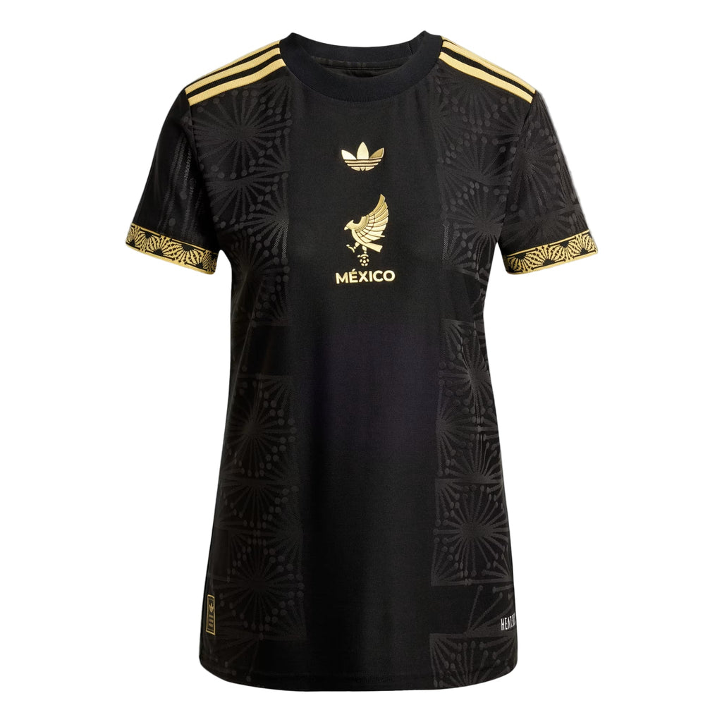 Adidas Women Mexico FMF Authentic Jersey 2025- Black/Gold product image 1, provided for visual reference and product detail