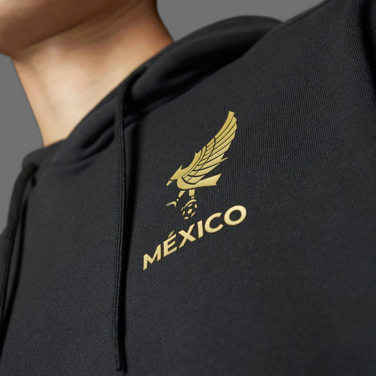 Adidas Mexico FMF DNA Hoodie-Black/Gold product image 2, provided for visual reference and product detail review