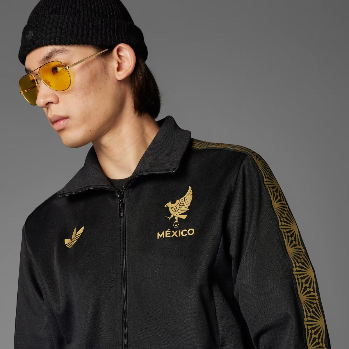 Adidas Mexico FMF Track Top Jacket-Black/Gold product image 8, provided for visual reference and product detail review