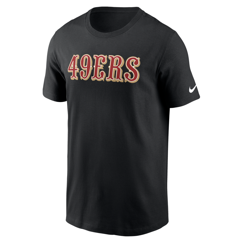 Nike San Francisco 49ers Wordmark T-Shirt-Black product image 1, provided for visual reference and product detail review