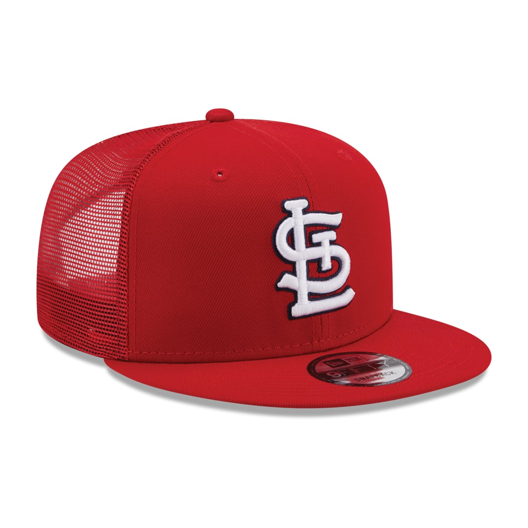 New Era St. Louis Cardinals Team Color 9FIFTY Trucker Snapback Hat-Red product image 1, provided for visual reference and