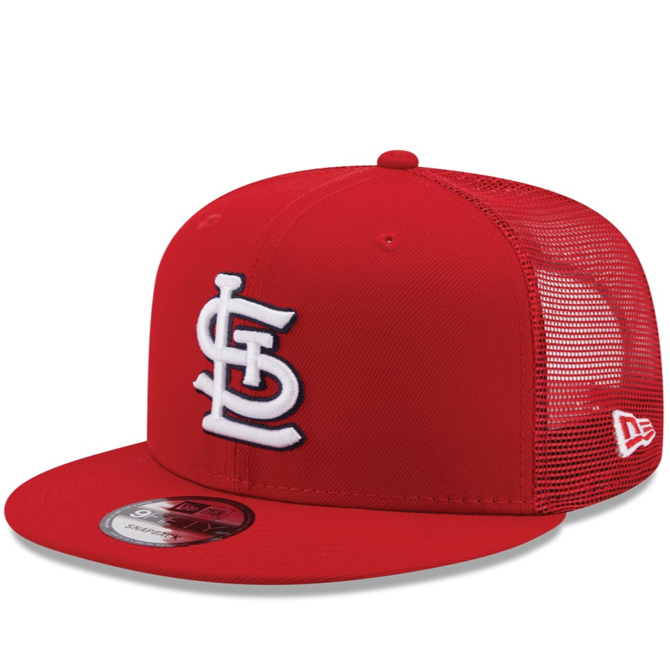 New Era St. Louis Cardinals Team Color 9FIFTY Trucker Snapback Hat-Red product image 2, provided for visual reference and