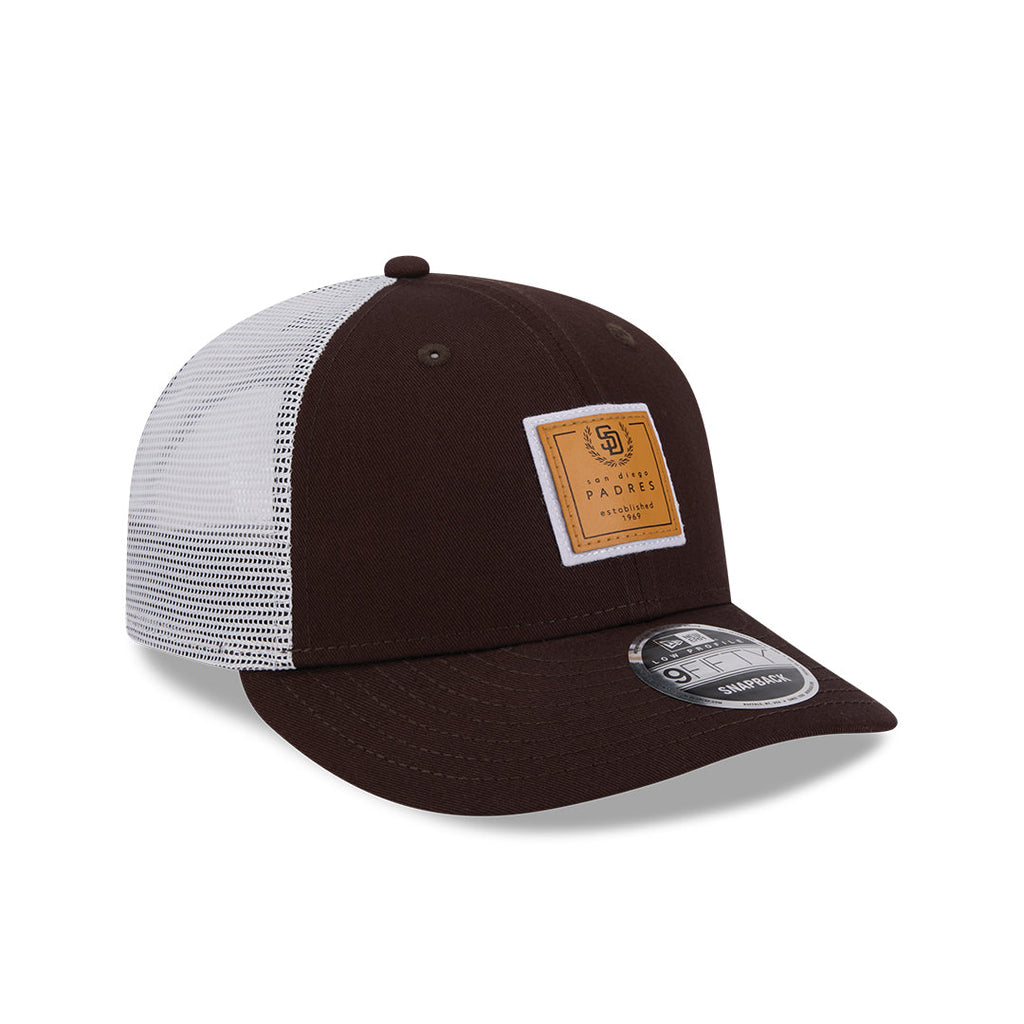 New Era San Diego Padres Court Sport Low Profile 9FIFTY Trucker Snapback Hat product image 1, provided for visual reference