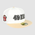Exclusive San Francisco 49ers Official 59FIFTY Fitted, 75TH ANNIVERSARY SIDE PATCH SCRIPT -CHROME product image 1, provided