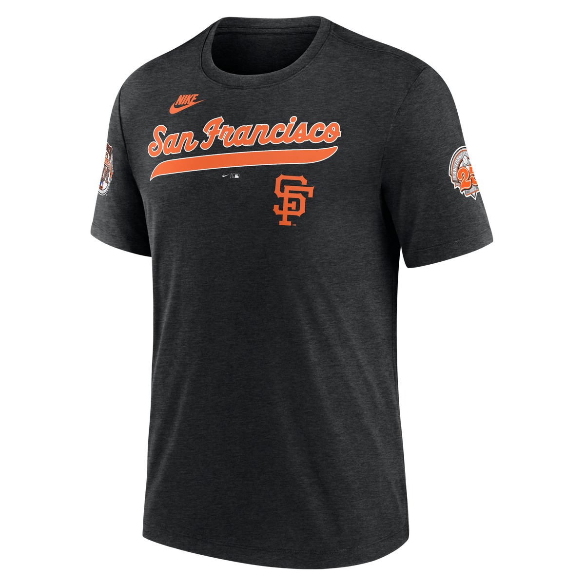 Nike San Francisco Giants Cooperstown Collection Eras Tri-Blend T-Shirt-Heather Black product image 1, provided for visual