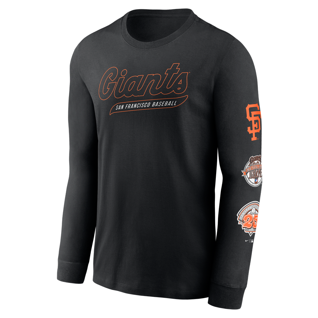 Nike San Francisco Giants Cooperstown Collection Knockout Long Sleeve T-Shirt-Black product image 1, provided for visual