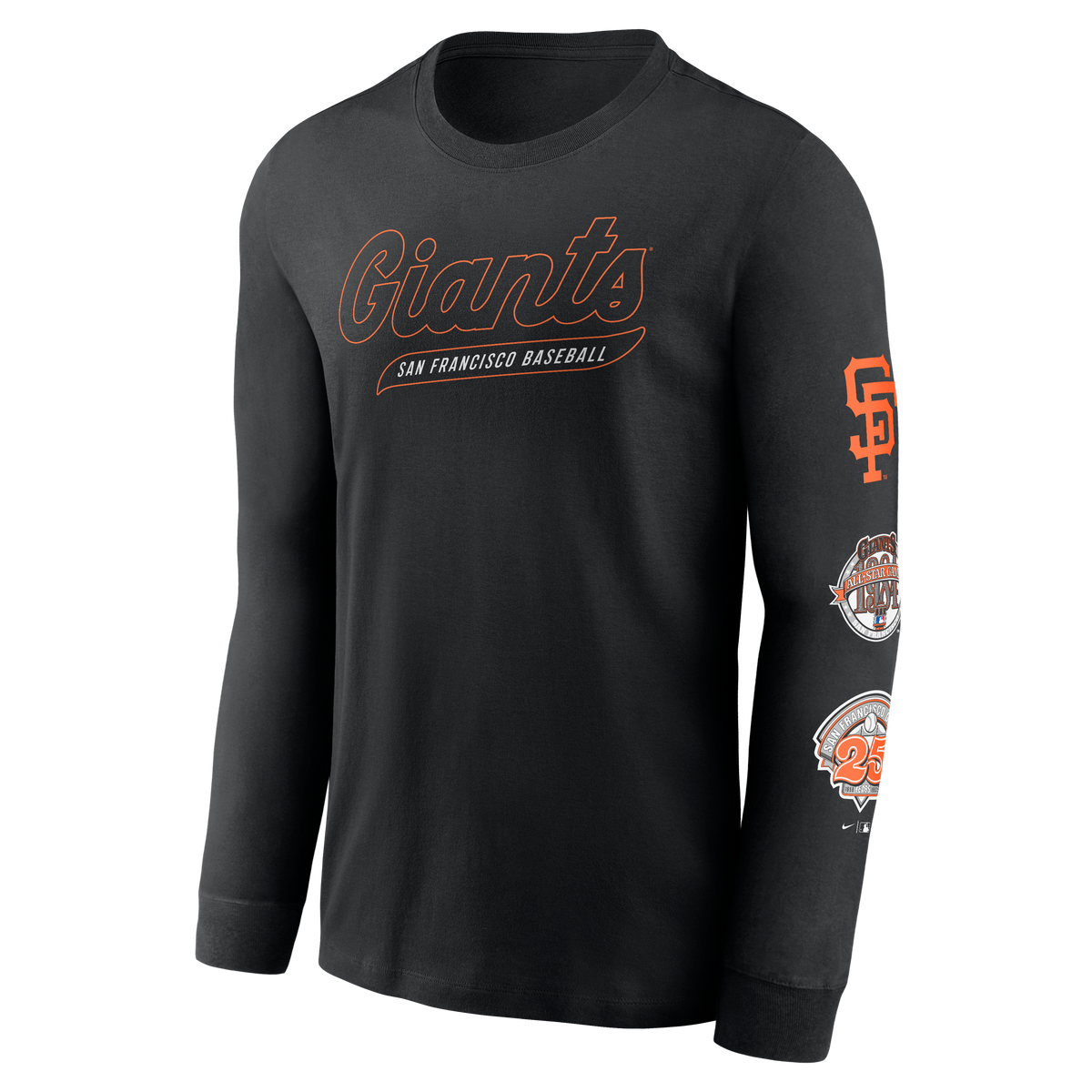Nike San Francisco Giants Cooperstown Collection Knockout Long Sleeve T-Shirt-Black product image 1, provided for visual